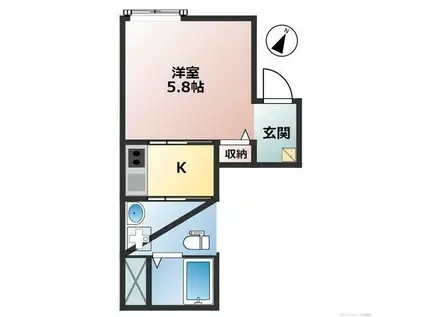 アレグリア逗子(1K/1階)の間取り写真