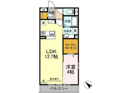 エスポワールコート(1LDK/3階)の間取り写真