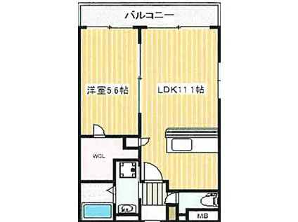 ソフィア21合川(1LDK/4階)の間取り写真