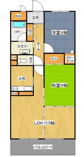 サンヴィレッヂ加西(2LDK/4階)の間取り写真