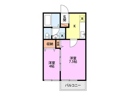 イーストイン(2K/1階)の間取り写真