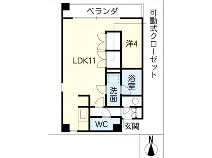プレミア葵(1LDK/6階)の間取り写真
