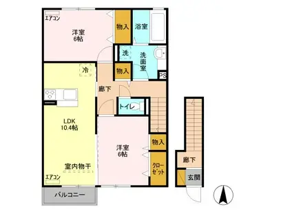 スクエア(2LDK/2階)の間取り写真