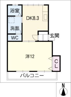 コーポ大光(1DK/2階)の間取り写真