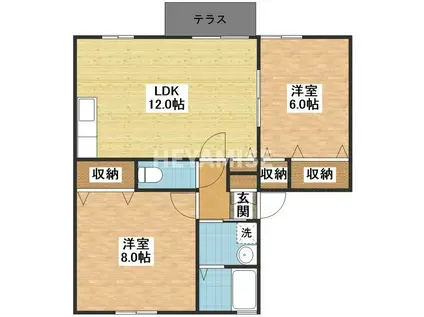ホ-ムタウン若葉D(2LDK/1階)の間取り写真