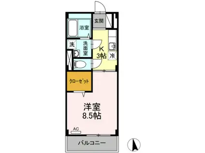 LILY(1K/1階)の間取り写真