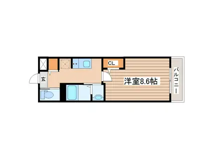 アスコット宮城野(1K/2階)の間取り写真