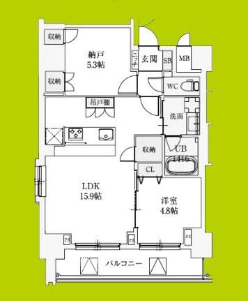 スプランディッド上本町ウエスト(1SLDK/7階)の間取り写真