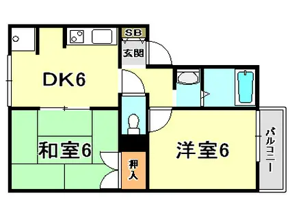 セジュール楠谷(2DK/1階)の間取り写真