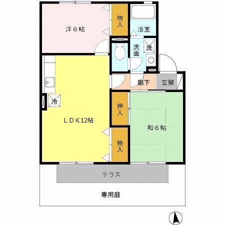 カサベルテC(2LDK/1階)の間取り写真
