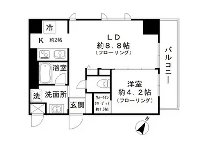 ガーデンヒルズ柿の木坂(1LDK/6階)の間取り写真