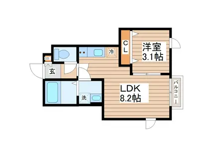 ファインヒルズII(1LDK/1階)の間取り写真