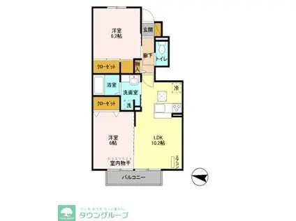 エクレール曲本(2LDK/1階)の間取り写真