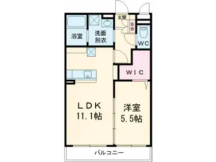 エムズフェルト大在北(1LDK/4階)の間取り写真