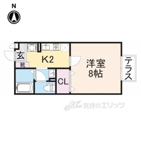 シェーヴルドール(1K/2階)の間取り写真