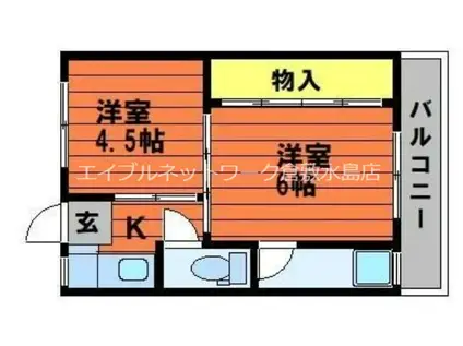 ソラーナ川辺 II(2K/3階)の間取り写真