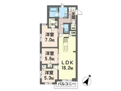 プレヴナンス東町II(3LDK/3階)の間取り写真