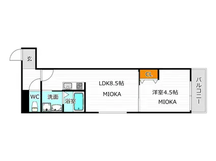 フジパレス長居公園(1LDK/1階)の間取り写真