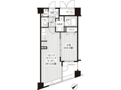 コスモリード新宿余丁町(1LDK/4階)の間取り写真