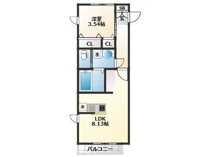 SOL LEVANTE(1LDK/1階)の間取り写真