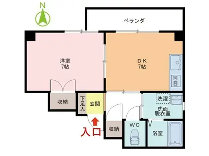 レイクランド春山(1DK/2階)の間取り写真