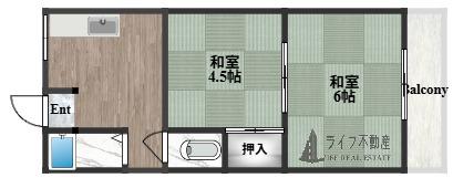 西田マンション(2K/3階)の間取り写真