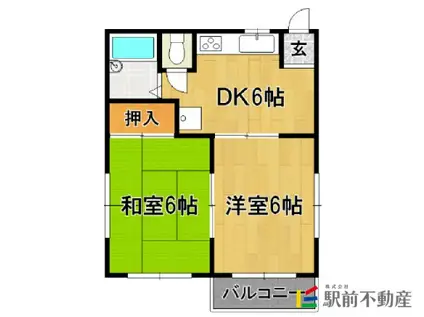 ハイツNK B(2DK/2階)の間取り写真