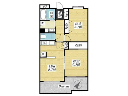 PLENDY-HILLS高幡不動(2LDK/3階)の間取り写真