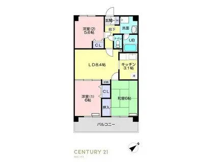 ガーデンスクエア北坂戸(3LDK/4階)の間取り写真
