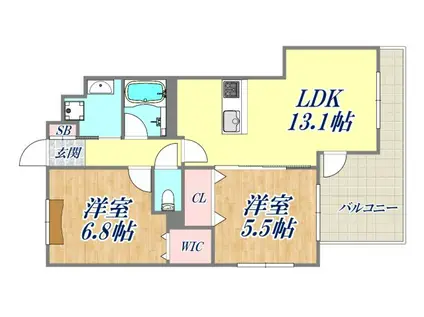 ティマー・レジデンシティ塚口(2LDK/2階)の間取り写真