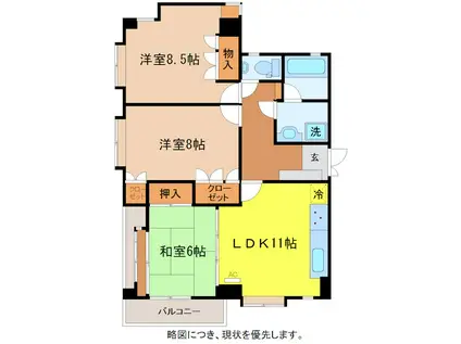 メゾンファミリオ(3LDK/2階)の間取り写真