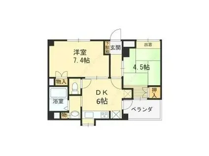 フロンステージ芦屋(2DK/2階)の間取り写真