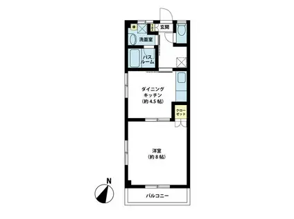 クレスト東六郷(1DK/3階)の間取り写真