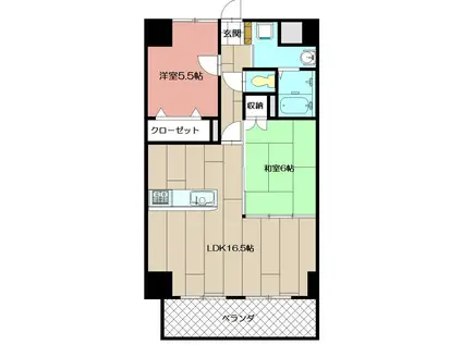 アヴァンセ陣原駅前(2LDK/4階)の間取り写真