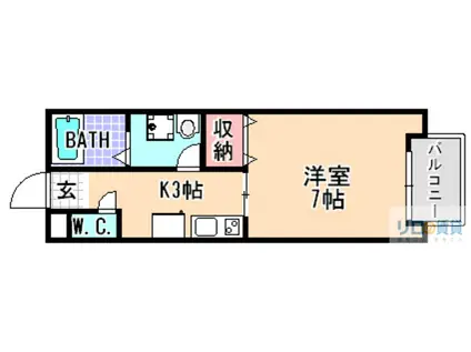 ルシェール小林(1K/2階)の間取り写真