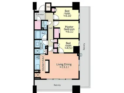 パークタワー向ケ丘遊園(3LDK/8階)の間取り写真