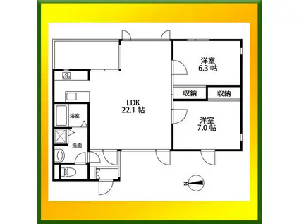 西武国分寺線 鷹の台駅 徒歩13分 4階建 築30年(2LDK/2階)の間取り写真