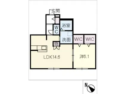 LUMETO春岡(1LDK/1階)の間取り写真