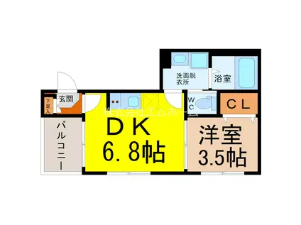 ハーモニーテラス大宝I(1DK/2階)の間取り写真