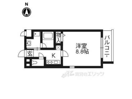 ローズコート花名(1K/3階)の間取り写真