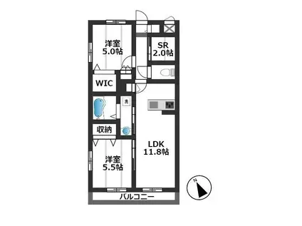 VENT VERT(2LDK/2階)の間取り写真