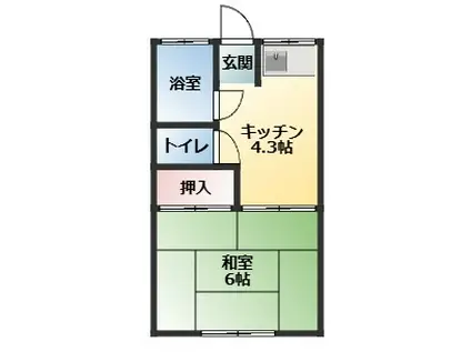 メゾンフルール南棟(1K/2階)の間取り写真