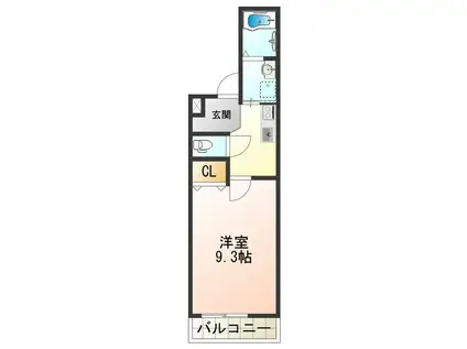 フジパレスソレイユI(1K/1階)の間取り写真