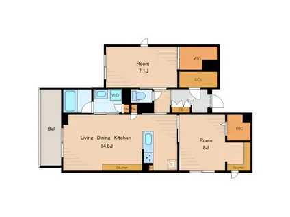 レオパレスレーヴI(1K/2階)の間取り写真