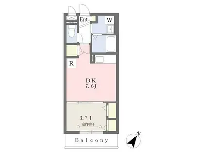 ココリ市立病院前(1DK/2階)の間取り写真