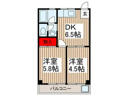 サイクルハイツI(2DK/3階)の間取り写真