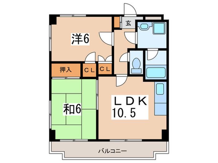 グランドール相模(2LDK/3階)の間取り写真