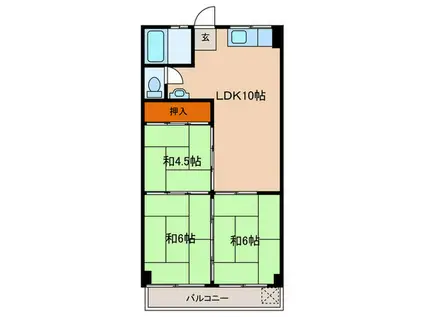 宝田マンション(3LDK/1階)の間取り写真