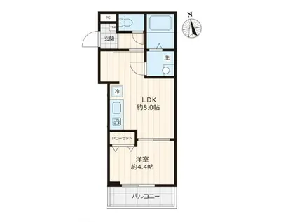 CARTE BLANCHE HIKIFUNE(1LDK/2階)の間取り写真