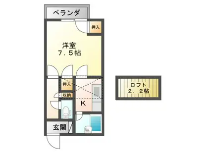 ハイムエスポワール(1K/2階)の間取り写真